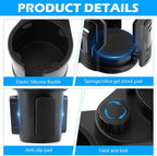 2 in 1 Car Cup Holder Expander, Multifunctional Expandable Car Cup with 360° Rotating Cup Holder Adapter Extender for Car with Adjustable Base Cup Holder Organizer for Large Water Cups and Drinks