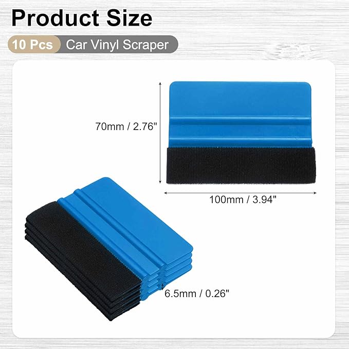 HARFINGTON 10pcs Car Vinyl Scraper 4inch Vinyl Squeegee Felt Edge Squeegee Tool for Car Window Tint Wallpaper Decal Sticker Installation Crafts Car Wrap Paste, Blue
