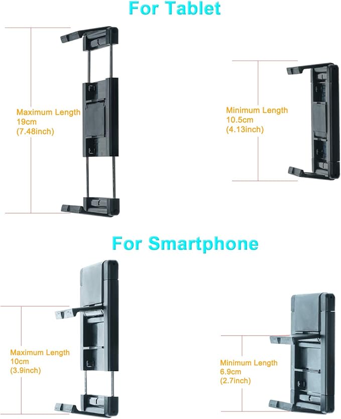 TFY Car Mount Holder, Car Headrest Mount Holder for Phones and Tablets, Compatible with 5 to 10.5 Inch Screens Devices (Black)