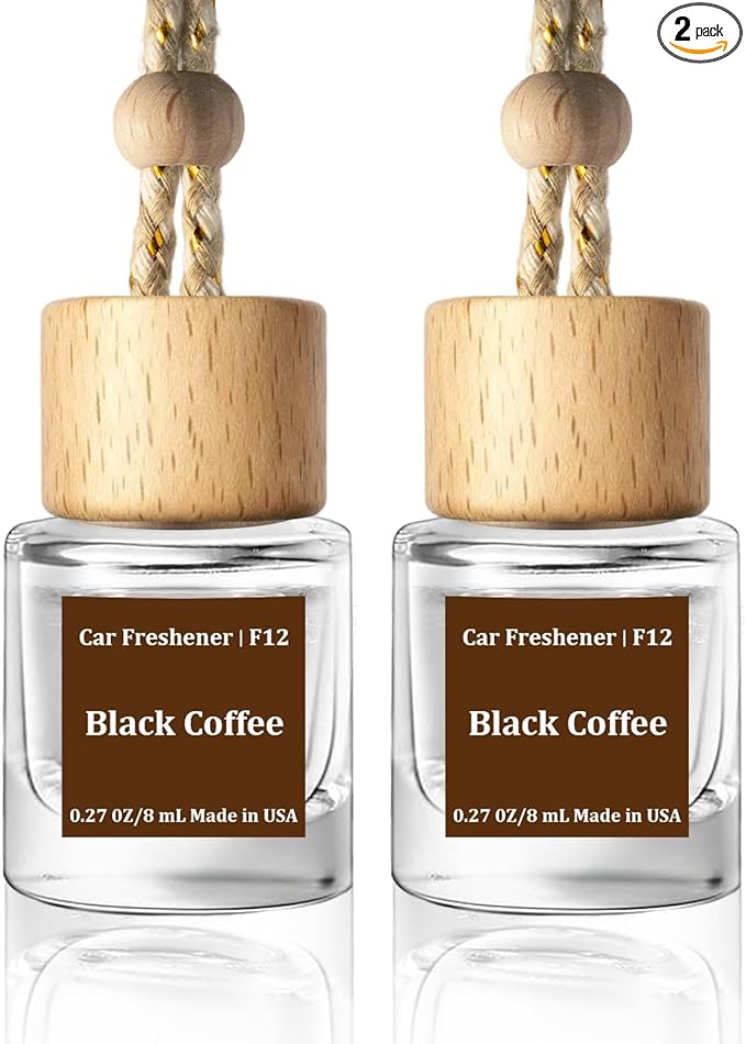 C Classy Car Air Freshener Hanging 2 Pack,Black Coffee Essential Oil Diffuser for Cars, Cute Car Accessories, Long-Lasting Fr