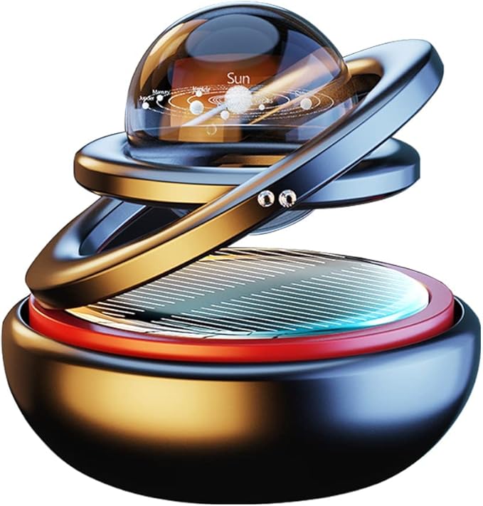 Kwak's Car Air Freshener Solar Energy Rotating Refillable Air Purifier for Car Interior Dashboard Autorotation Decoration Acc