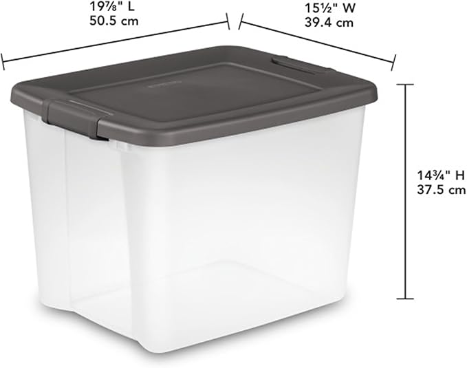 Sterilite 6-Pack ShelfTote, Clear Plastic Storage Bins with Lids, 50 Quart, Gray - Stackable Organizing Container Boxes for C