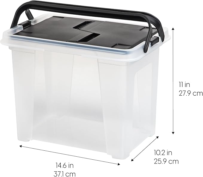 IRIS USA File Box File Organizer w/Wing Lid for Letter/Legal File, Water Resistant Document Box, BPA-Free Plastic Storage Bin