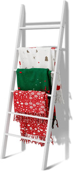 Delywh Wood Blanket Ladder, 57.5'' Rustic Towel Quilt Throw Blanket Ladders for The Living Room, Bedroom, Nursery Stand Holde