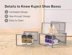 Kuject X-Large Shoe Storage Boxes Organizers Clear Plastic Stackable 12 Pack, Shoe Rack & Holder Substitute, Sneaker Containe