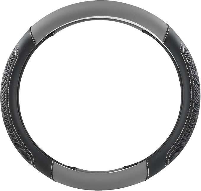 GIANT PANDA Car Steering Wheel Cover for Ford - F150 F250 F350 Expedition, (15.5-16 inches - Black+Gray)