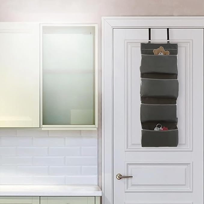 YNR Over Door Storage with 4 Pockets, Strong and Durable Hanging Wardrobe Organiser, Practical and Spacious, Hanging Storage 