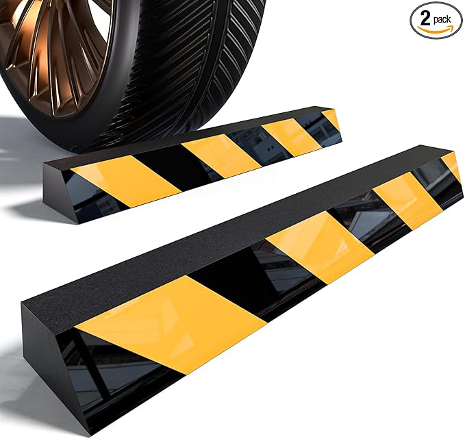 Garage Smith Parking Aid - Lightweight EVA Parking Guide with Reflective Strips, No-Drill Peel & Stick for Compact Cars (2-Pack, Includes Adhesive & Screws)