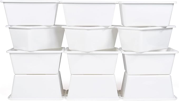 Humble Crew Toy Storage Bins for Kids, Set of 12, White, Small - Sturdy, Colorful Plastic Storage Bins for Classroom, Playroo