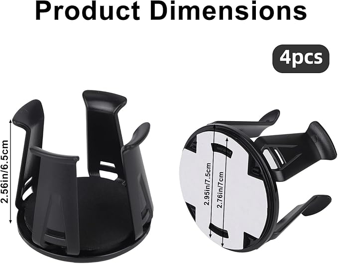 4pcs Car Cup Holders Insert, Self-Adhesive Automotive Cupholder Expander Wiggle Free Design Easy to Use Automotive Interior Roaster Accessories for Fixing Water Cups and Drinks (Black)