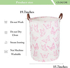 CLOCOR Pink Laundry Basket,Waterproof Nursery Hamper for Baby Girl ,Collapsible Storage Baskets for Girls Bedroom,Kids Toys S