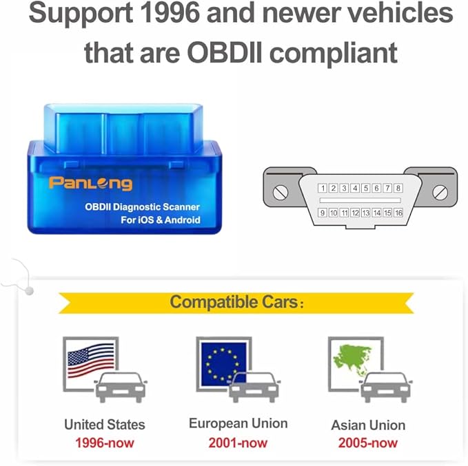 Panlong OBD2 Scanner Bluetooth for iPhone iOS Android OBDII Car Diagnostic Scan Tool Engine Fault Code Reader