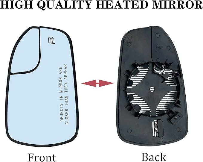 Passenger Right Side Mirror Replacement for 2013 2014 2015 2016 2017 2018 2019 2020 Ford Fusion Side Mirror Glass - Side View Heated Convex Mirror with Blind Spot Rear Holder