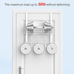 Coat Rack, Over The Door Hanger with Mesh Basket, Detachable Storage Shelf for Towels, Hats, Handbags, Coats (White)