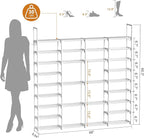 WOWLIVE 4 Row 9 Tiers Extra Large Shoe Rack Big Tall Metal Shoe Shelf, Heavy Duty Organizer for Closet Entryway, Boot Rack St