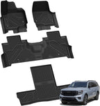 LASFIT Floor Mats for 2025 2026 Ford Expedition 7 Seats Max(Not Fit 8 Seats Standard), All Weather Protector TPE Easy Clean Car Floor Liner, 1st & 2nd & 3rd Row, 4pcs Black