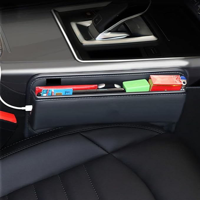Leather Car Seat Gap Filler Organizer and Storages Blocker Automotive Accessories Universal for Car SUV Truck Fill The Gap Between Seat and Console Stop Things from Dropping Pack of 2