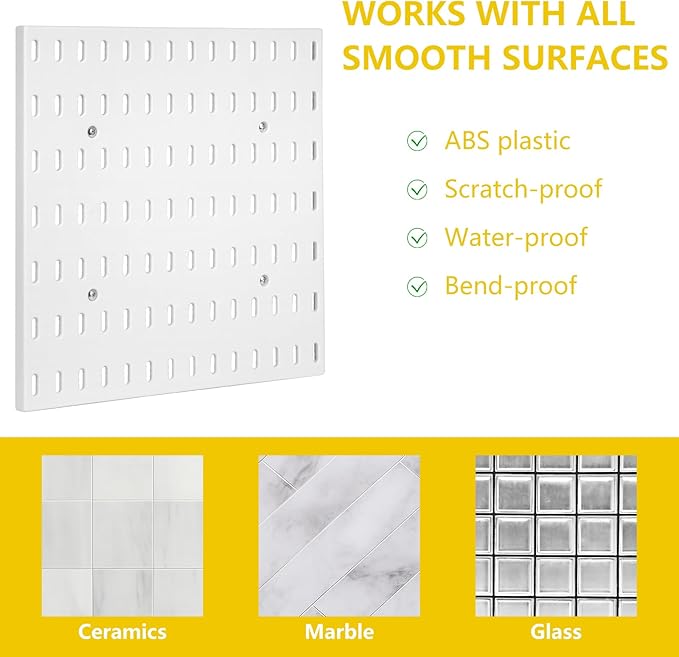 Peg Board, Pegboard Combination kit, 4 Pegboards and 12 Accessories Modular Hanging for Wall Organizer,Suitable for Wall Stor