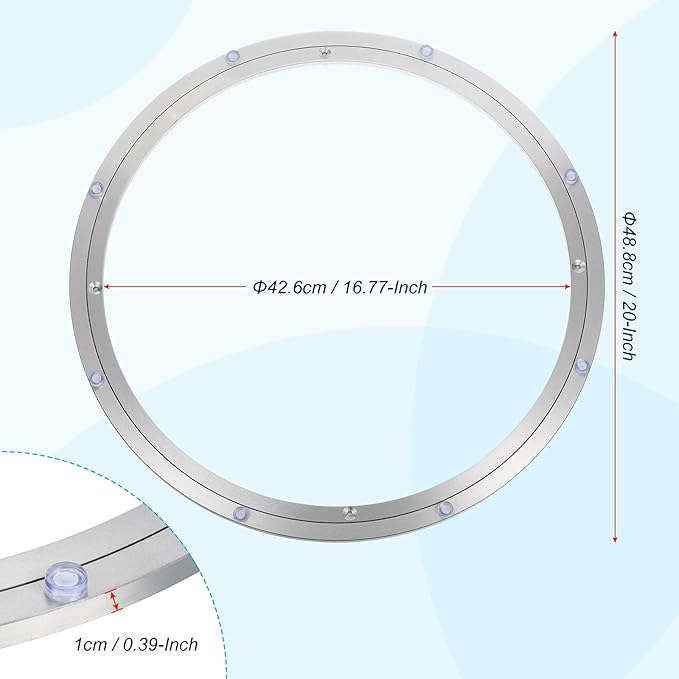 uxcell Aluminium Lazy Susan Turntable Bearing, 20 Inch Round Rotating Bearing Turntable Base for Kitchen Dining Table Base On