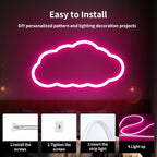 iNextStation 16.4FT/5M Pink LED Strip Lights, DC12V Silicone Neon Light Strip, IP65 Waterproof Led Rope Lights Dimmer for Cuttable DIY, LED Light Strip for Bedroom, Indoor, Outdoor(with Plug)