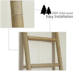 Wooden Blanket Ladder - 76in Natural & Motley Wood - Leaning Wall Decor for Bedroom, Bathroom, Living Room - Rustic Quilt Hol