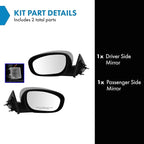 TRQ 2 Piece Driver and Passenger Side Mirror Assembly Set Electric Adjustment Heated No Memory Chrome Compatible with 2006-20
