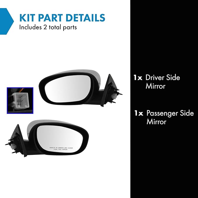 TRQ 2 Piece Driver and Passenger Side Mirror Assembly Set Electric Adjustment Heated No Memory Chrome Compatible with 2006-20