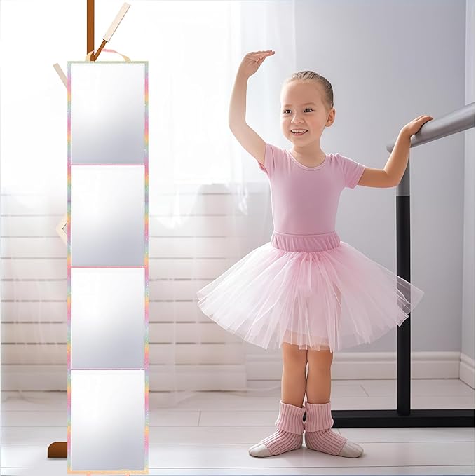 Foldable Full Length Mirror 2-in-1 Wall-Mounted or Tabletop Mirror, Portable Travel Mirror with Handle for Dance Home Bedroom