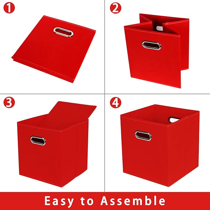 Fabric storage bins Cubes, Fabric Cube Organizer with Handle, Foldable Cube Bins for Cloth or Accessary Storage, 11x11x11, Se