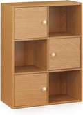 Furinno Pasir 3-Tier Shelf with 3 Door/Round Handle, Light Cherry
