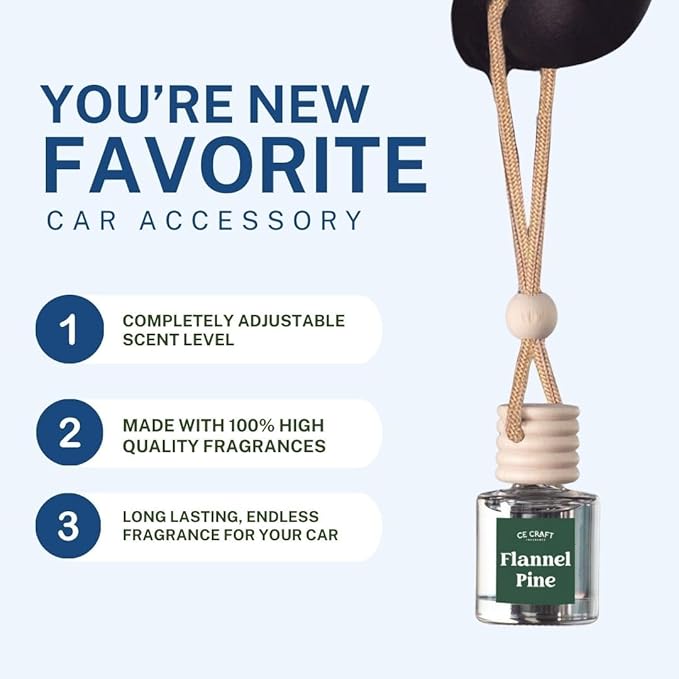 C&E Craft Co Hanging Car Air Freshener Diffuser 2 Pack, Long Lasting Fragrance Oil Car Freshener, Glass Bottle Auto Air Fresh