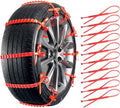 10PCS Snow Chains for Car Tires,Adjustable & Strong Grip Tire Chains for Trucks with Serrated Non-Slip Design,Reusable Tire S