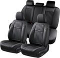 Coverado Car Seat Covers Full Set, Seat Covers for Cars, Black Car Seat Cover, Nappa Leather Car Seat Cushion, Car Seat Prote