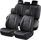 Coverado Car Seat Covers Full Set, Seat Covers for Cars, Black Car Seat Cover, Nappa Leather Car Seat Cushion, Car Seat Prote