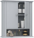 Wall Mounted Bathroom Cabinet Wooden Storage Cabinet with 2 Doors & Adjustable Shelf, Hanging Wall Cabinet Over Toilet, Upper