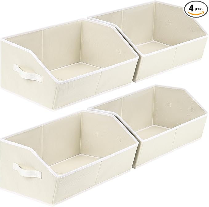 Homsorout Cube Storage Organizer - Large Bins with Handle, Trapezoid Organizing Baskets for Shelves, Decorative Storage Baske