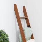 Blanket Ladder for Living Room and Bedroom, 5ft 8 inch, 6-Tier Wall Leaning Laminate No-Snag Construction (Brown) Rustic Deco