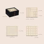 Jewelry Box with Glass Lid, 3-Layer Jewelry Organizer for Women Girls, PU Leather Display Case with 20-Grid Earring Tray & Mo