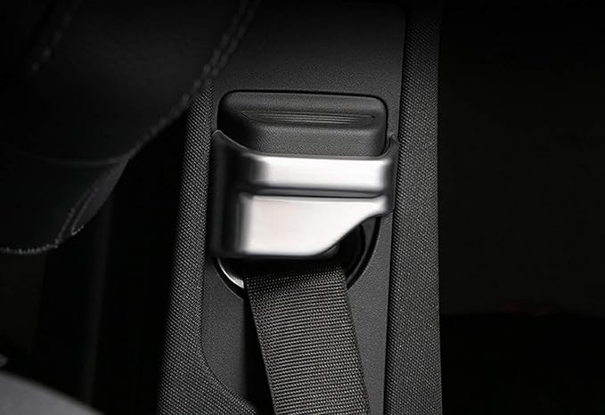 iJDMTOY Satin Silver Front Seat Belt Shoulder Height Adjustment Button Cover Trims Compatible with Mercedes W205 C-Class W213 E-Class X205 GLC-Class