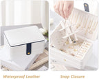 KOOAAICCHI Small Jewelry Box, Travel Jewelry Organizer, Portable Jewelry boxes for Women Girls Gift, Double Layers PU Leather