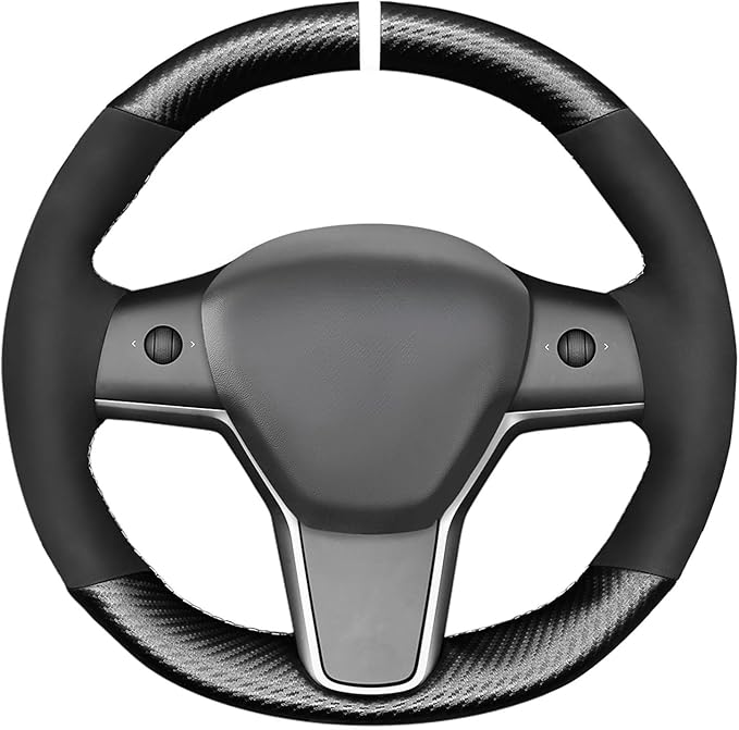 MEWANT Tesla Model 3/Model Y Hand Stitched Steering Wheel Cover for Tesla Model 3 2017-2023 / Model Y 2020-2023 for Tesla Model 3/Y Accessories
