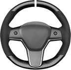 MEWANT Tesla Model 3/Model Y Hand Stitched Steering Wheel Cover for Tesla Model 3 2017-2023 / Model Y 2020-2023 for Tesla Model 3/Y Accessories