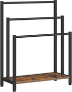 HOOBRO Free Standing Towel Rack, 3 Tier Blanket Rack, Blanket Holder for Bathroom, 23.6" L x 11" W x 31.9" H, Industrial Meta