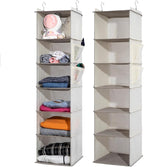 2 Packs Hanging Closet Organizer, 6-Shelf Closet Organizers and Storage with Side Pockets, Collapsible Hanging Shelves for Cl