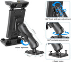 OHLPRO 6" Aluminum Arm Tablet Mount for Truck - Heavy Duty Drill Base Car Tablet Holder Compatible with iPad Samsung Tab 5"-13" Tablets and Phones, for Dashboard/Wall/Business/Desktop, etc.