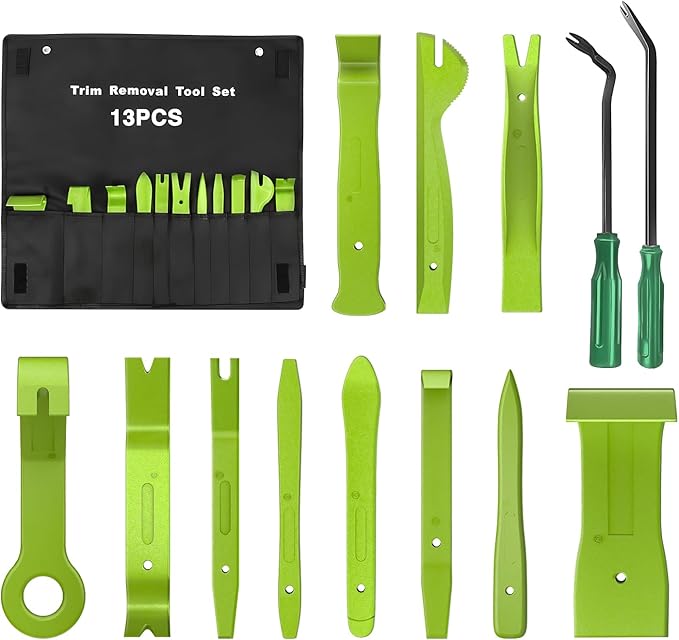 GOOACC 13PCS Nylon Trim Removal Tool Set for Bumper Fastener Rivet Clips Car Door Clip Panel Audio Video Dashboard Dismantle 