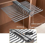 Pull Out Trouser Rack 16-24 Arms, Double Row Hanger, Extendable Pants Holder Sliding Closet Hanger Rail for Pants Clothes Org