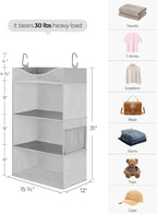 StorageWorks Hanging Closet Organizer, 3-Shelf Hanging Closet Shelves with Top Shelf, 15 ¾"W x 12" D x 31" H, Extra-Large Spa