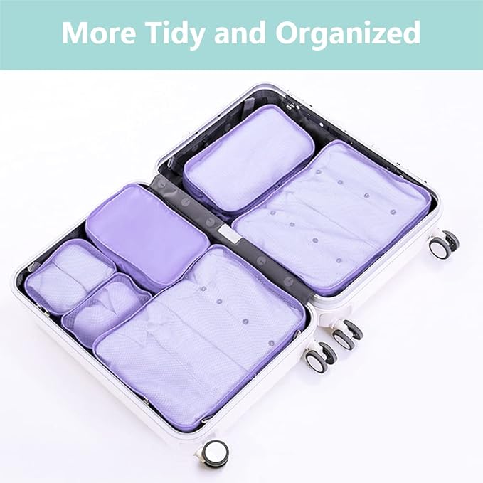 Packing cubes for Travel Luggage Organizer Bags 6 Set Packing Cubes for Suitcases Travel Essentials for Carry on Mesh Suitcas