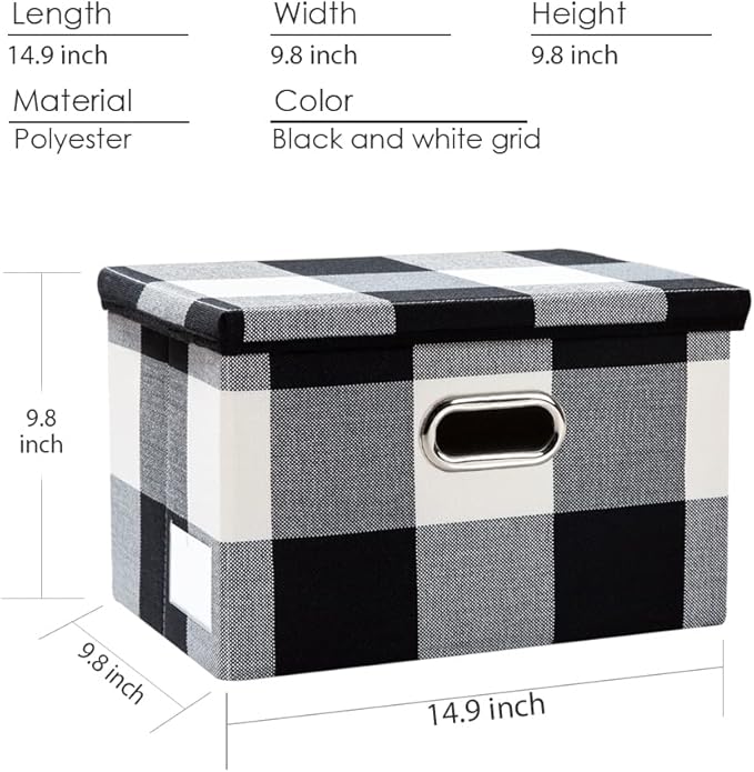 PRANDOM Collapsible Storage Bin with Lid [3-Pack] Fabric Foldable Storage Box Organizer Container Basket Cube with Cover for 